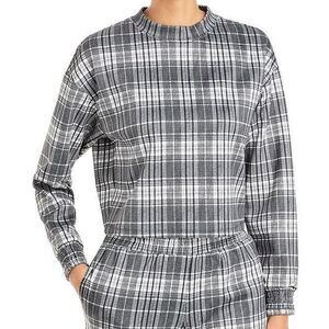Alice + Olivia Leslie Gray Plaid Crop Sweatshirt Size M (PLS READ) Long Sleeves
